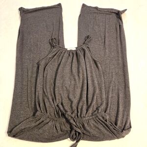 Zenana Women's Gray One Piece‎ Jumpsuit Wide Leg Overalls Loungwear Size Large